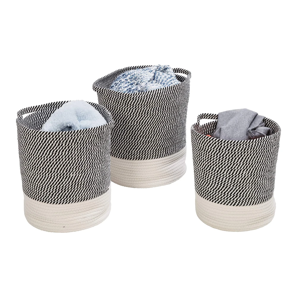 Honey Can Do Gray & White Two-Tone Cotton Rope Basket Set