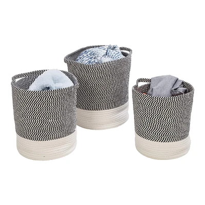 Honey Can Do Gray & White Two-Tone Cotton Rope Basket Set