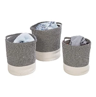 Honey Can Do Gray & White Two-Tone Cotton Rope Basket Set