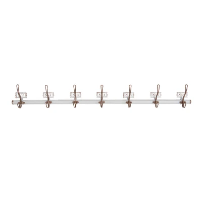 40'' Gray Metal Rod with 7 Numbered Wall Hooks