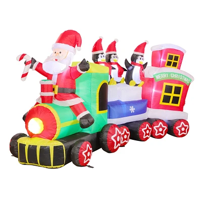 7ft. Inflatable Christmas Train with Warm White LED Lights