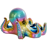 11" Multicolor Shiny Ceramic Octopus Sculpture