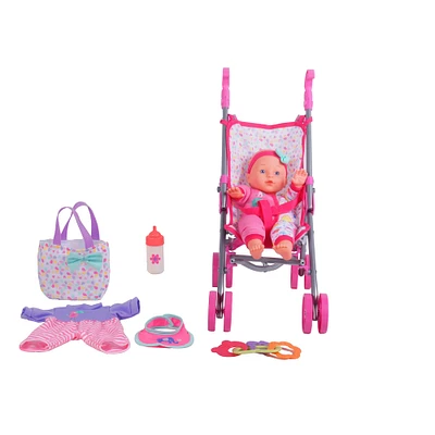 Dream Collection 12" Baby Doll Care Gift Set With Stroller