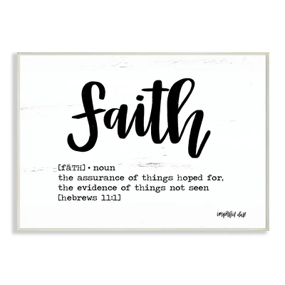 Stupell Industries Faith Definition Religious Black And White Word Design Wood Wall Plaque