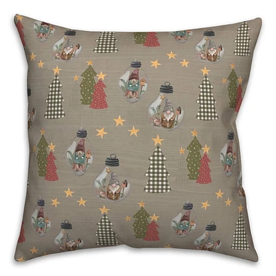 Tree & Globe Pattern Throw Pillow