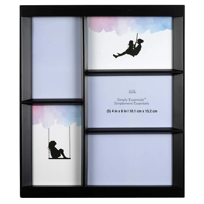 5 Opening Black 4" x 6" Collage Frame, Simply Essentials™ by Studio Décor®