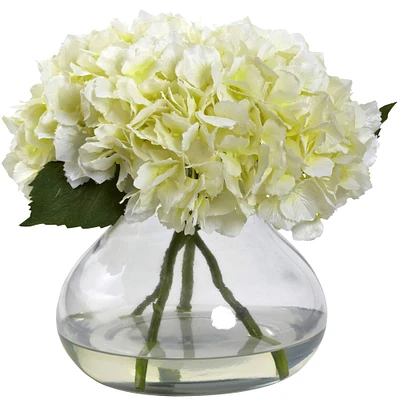 9" Hydrangea Arrangement in Glass Vase