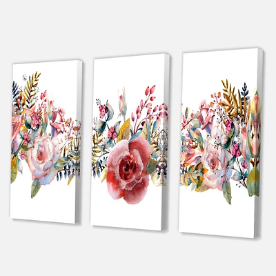 Designart - Pink Roses and Wildflower