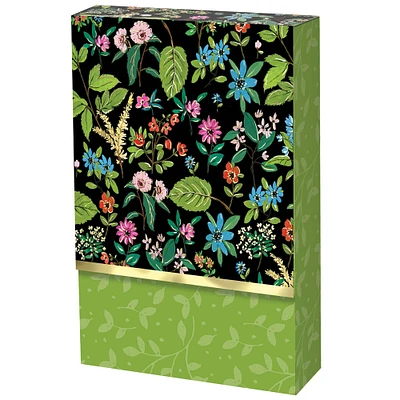 Punch Studio™ 3.5" x 5" Full Bloom Black Pouch Note Cards & Envelopes, 10ct.