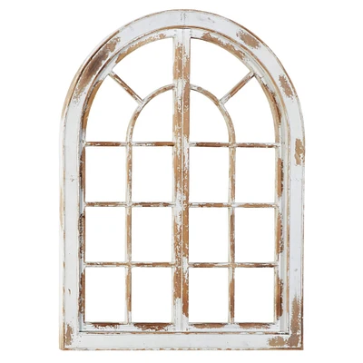 48" White Vintage Abstract Wood Wall Décor