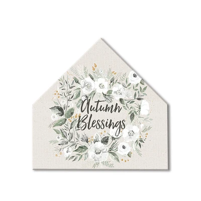 Sage Floral Wreath House Shaped Hanging Canvas