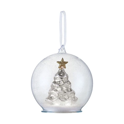 Silver Mercury Glass Tree Globe Ornament