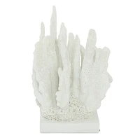 White Polystone Coastal Sculpture, Coral 10" x 7" x 6"