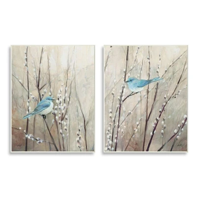 Stupell Industries Peaceful Perched Blue Birds Animal Nature Painting,10" x 15"