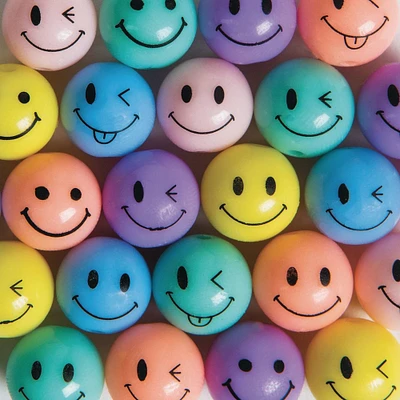S&S® Worldwide Opaque Emoji Face Plastic Beads, 12mm