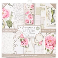 Stamperia Letters & Flowers Double-Sided Paper Pad, 12'' x 12''