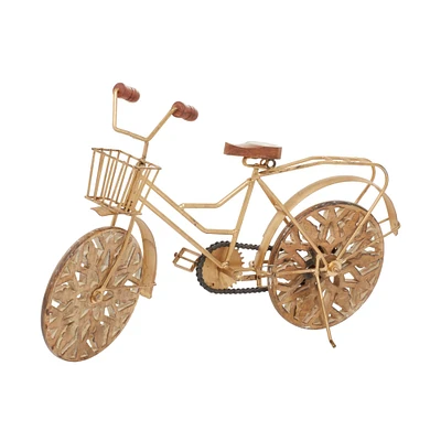 19" Vintage Gold Metal & Wood Bicycle Sculpture