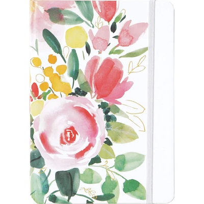 JAM Paper Beautiful Floral Hardcover Notebook with Elastic Band