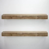 Walnut Brown Rustic Wood Floating Wall Shelf