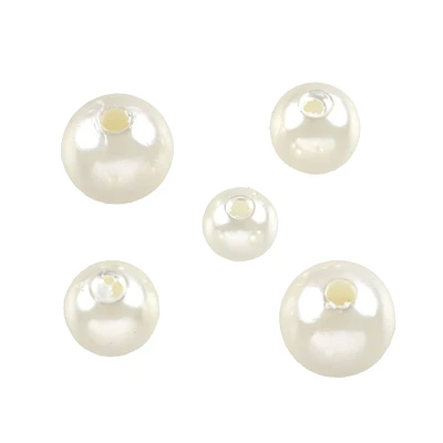 6 Pack: Ivory Plastic Pearl Round Beads by Bead Landing™