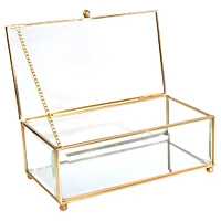 Home Details Vintage Mirrored Bottom Gold Rectangular Keepsake Box