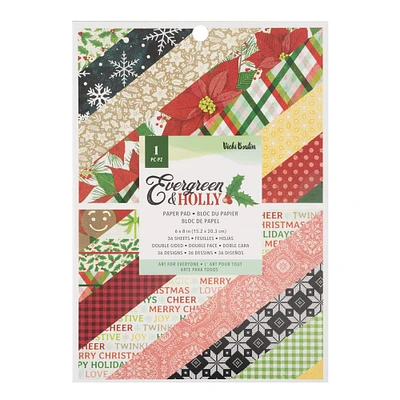 American Crafts Double-Sided Paper Pad 6" x 8" 36 ct. Vicki Boutin Evergreen & Holly