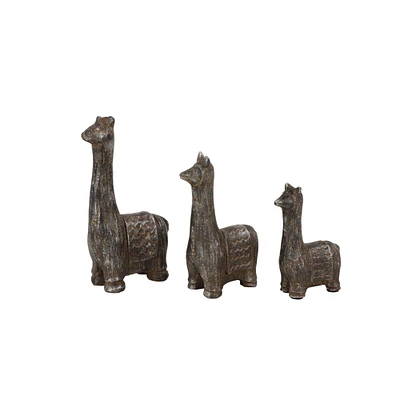 Set of 3 Black Metal Eclectic Llama Sculpture, 8", 7", 5"