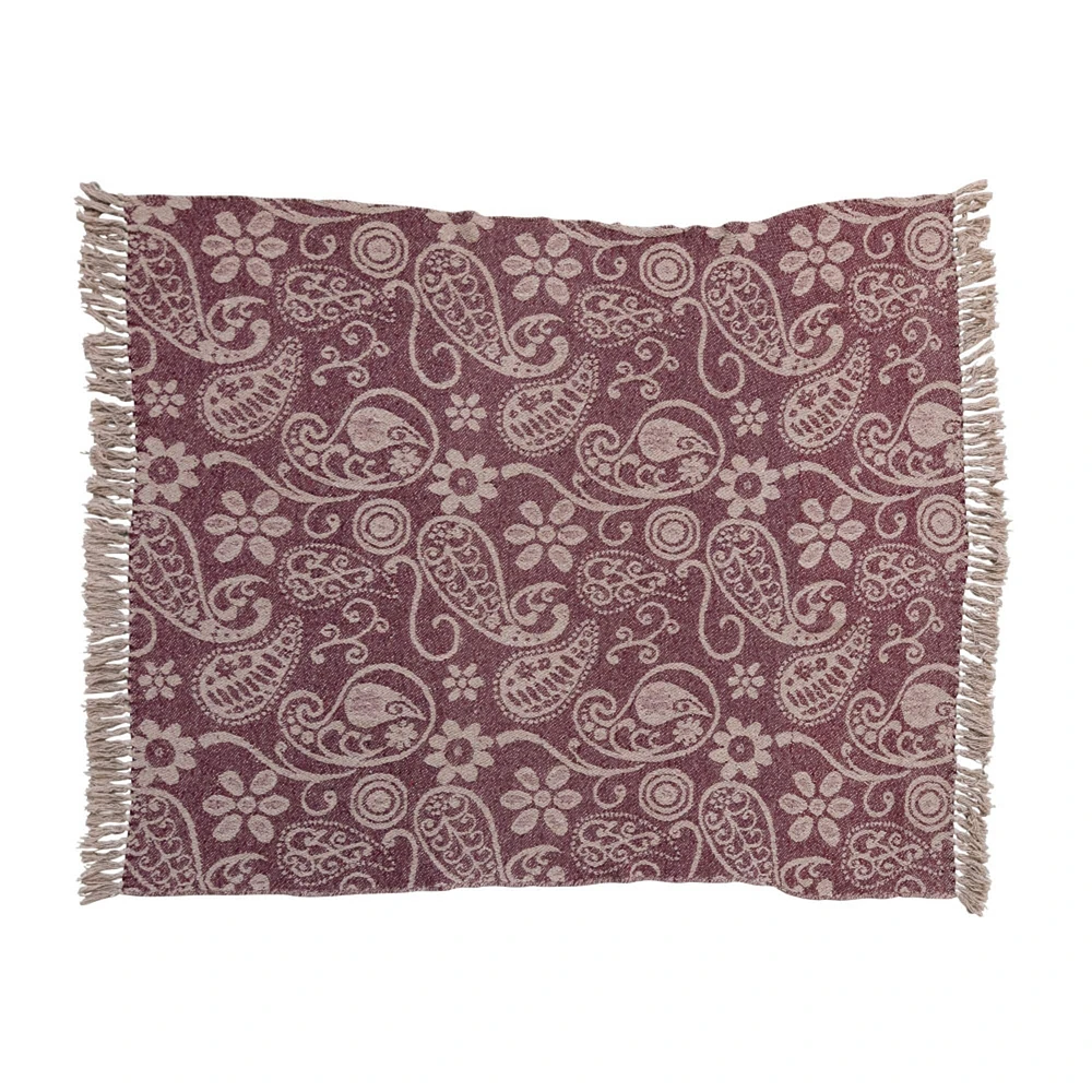 Bloomingville Paisley Pattern Recycled Cotton Throw Blanket