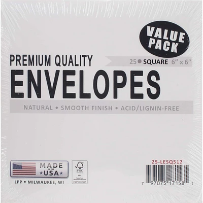 Leader Paper Products 6" x 6" Natural Envelopes, 25ct.
