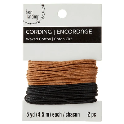 Black & Brown Waxed Cotton Cording by Bead Landing™