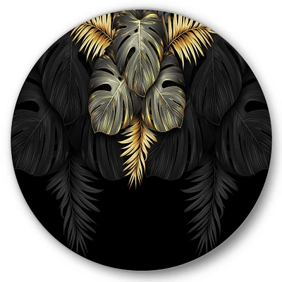 Designart - Black and Gold Tropical Leaves IV