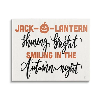 Stupell Industries Autumn Jack-o-Lantern Phrase Canvas Wall Art