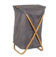 Honey Can Do Gray Bamboo & Canvas Laundry Hamper