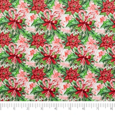 SINGER Christmas Poinsettia Cotton Fabric