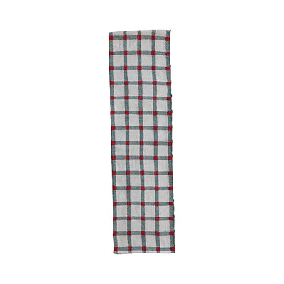 Hello Honey® 108" Green & Red Plaid Embroidered Cotton Table Runner