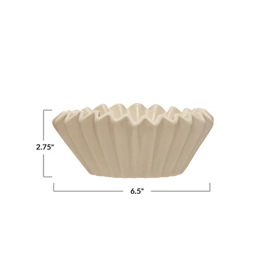 6.5" White Fluted Stoneware Bowl