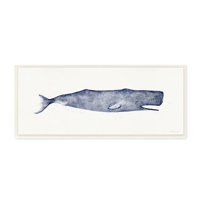 Stupell Industries Classic Whale Watercolor Blue Illustration, 7" x 17"