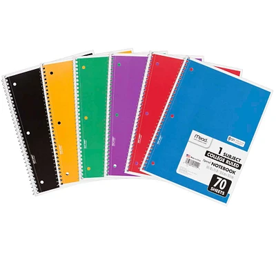 4 Packs: 6 ct. (24 total) Mead® Spiral 1-Subject College Ruled Notebooks, 10.5" x 7.5"