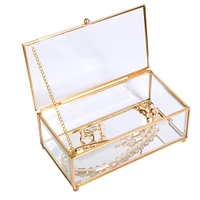 Home Details 9" Gold Vintage Glass Keepsake Box