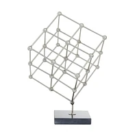 Silver Marble Modern Sculpture, 12" x 9" x 10"