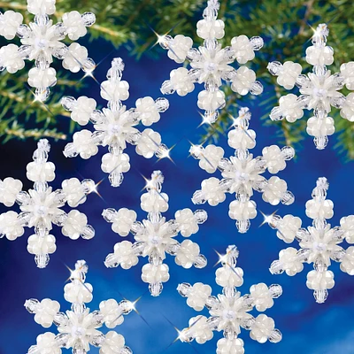 The Beadery® 2" Mini Pearl Snowflake Holiday Beaded Ornament Kit