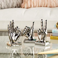 CosmoLiving by Cosmopolitan Silver Hand Sculpture Set