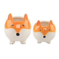 Flora Bunda® Fox Ceramic Empty Planter Set