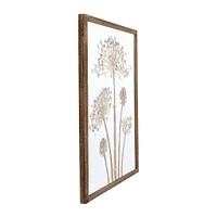 Engraved Wood Wall Décor with Flower Set