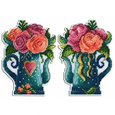 MP Studia Flowers Of Love Plastic Canvas Counted Cross Stitch Kit