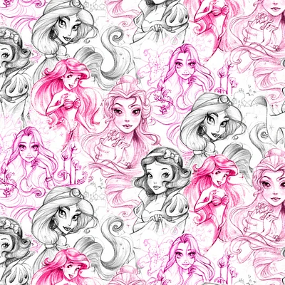 Disney® Enchanting Stories Princess Sketch Cotton Fabric