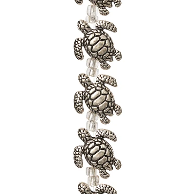 Silver Sea Turtle Metal Beads, 18mm by Bead Landing™