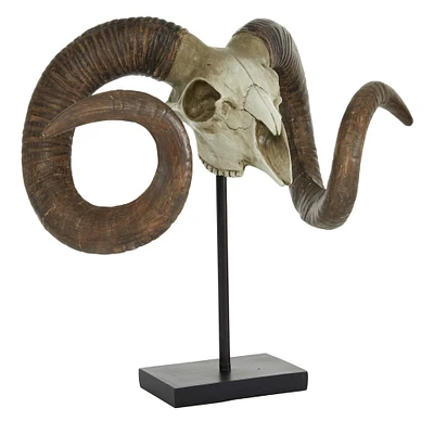 17" Brown Skull Traditional Sculpture