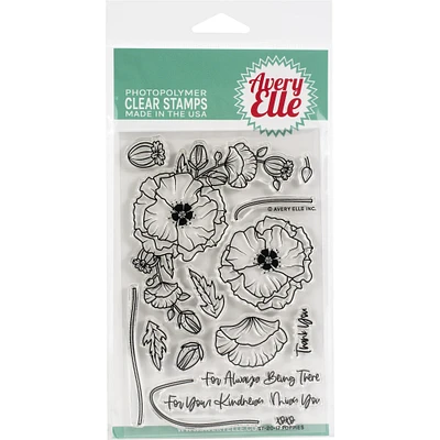 Avery Elle Poppies Clear Stamps