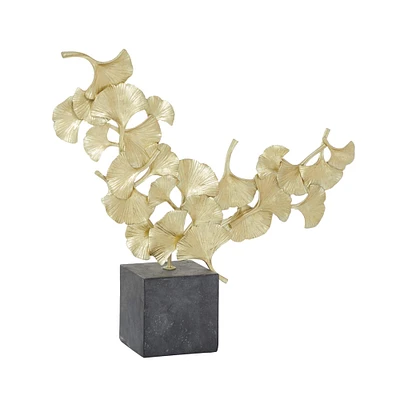 CosmoLiving by Cosmopolitan 18" Gold Contemporary Gingko Leaf Sculpture